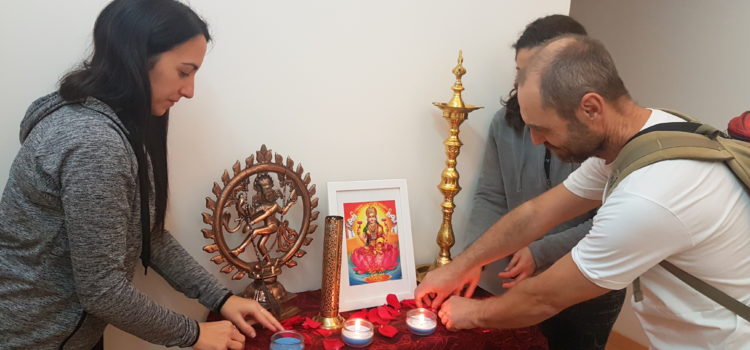 Lighting candles in Diwali Lighting candles in Diwali